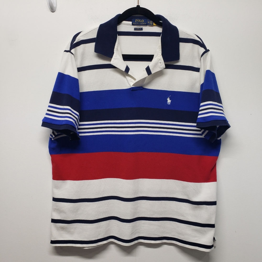 Polo by Ralph Lauren Polo Classic Fit Striped Blue Red White Mens XL Old Money